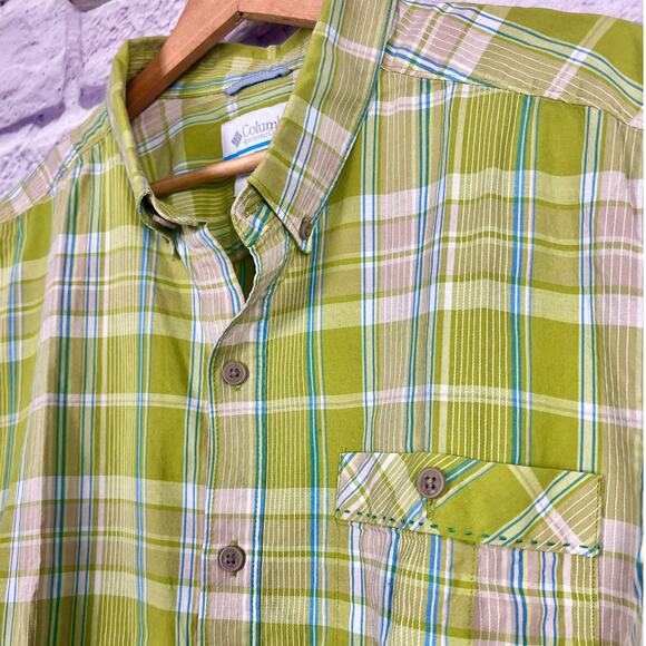 Columbia Mens L Outdoors Fishermancore Coastal Nautical Plaid Button-Up Shirt - Picture 5 of 10